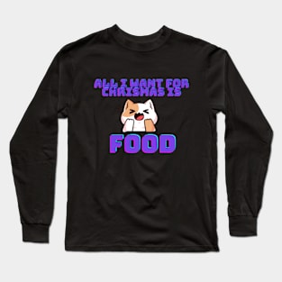 Christmas Cat want food ,cat art Long Sleeve T-Shirt
